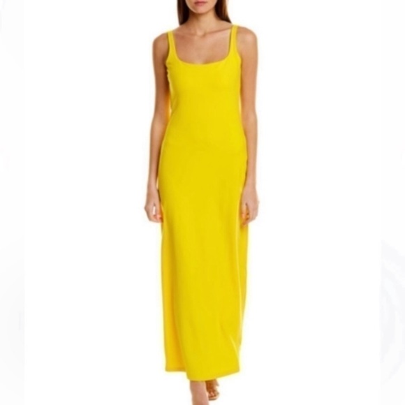 SUSANA MONACO Low Back Maxi Dress Lemon Yellow Size Large Sundress Summer. - Picture 1 of 7